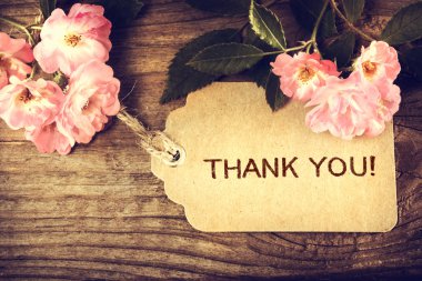 Thank You message with small roses clipart