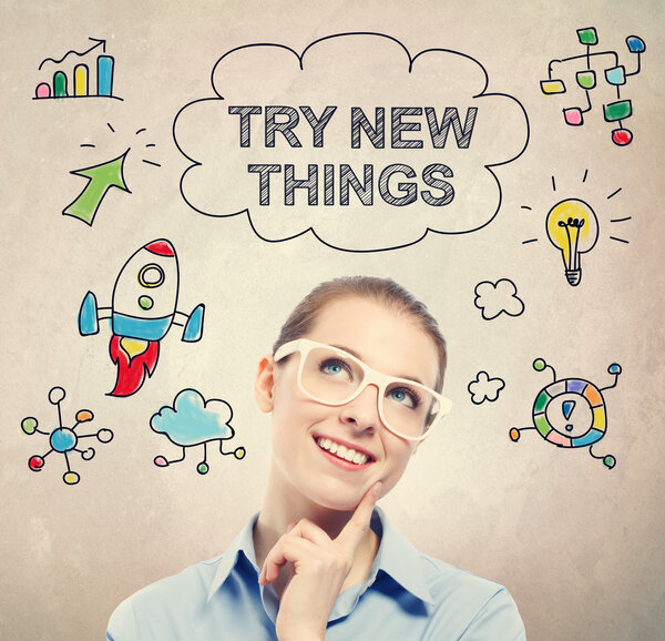 Try New Things concept with business woman