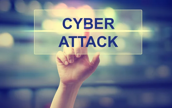 Ręcznie naciskając atak Cyber — Zdjęcie stockowe