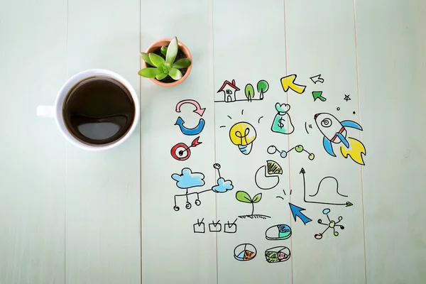 Concepto de creatividad con una taza de café — Foto de Stock