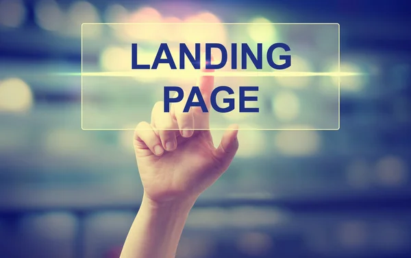 Hand te drukken op de Landing Page — Stockfoto