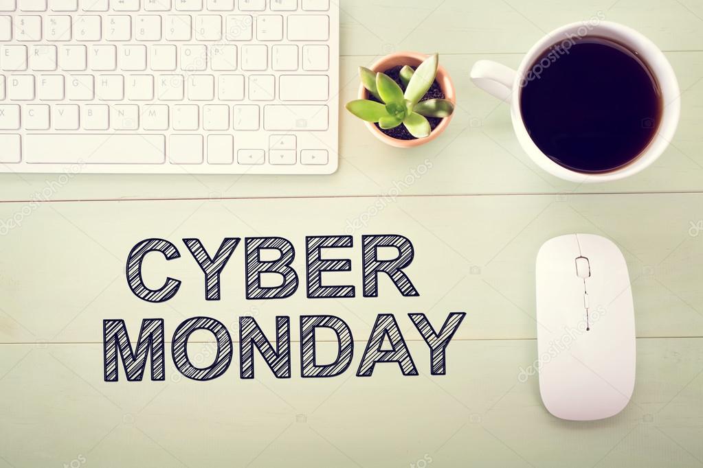 Cyber Monday message with workstation