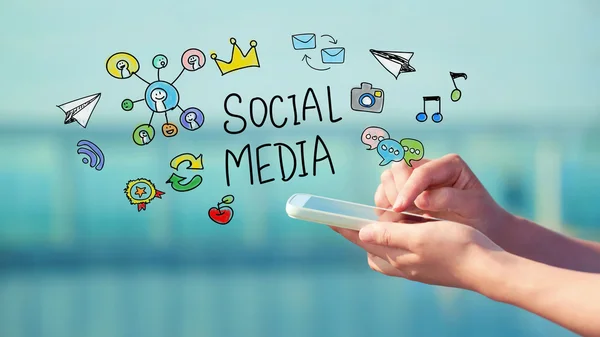Social Media concept with smartphone — Stock Photo, Image