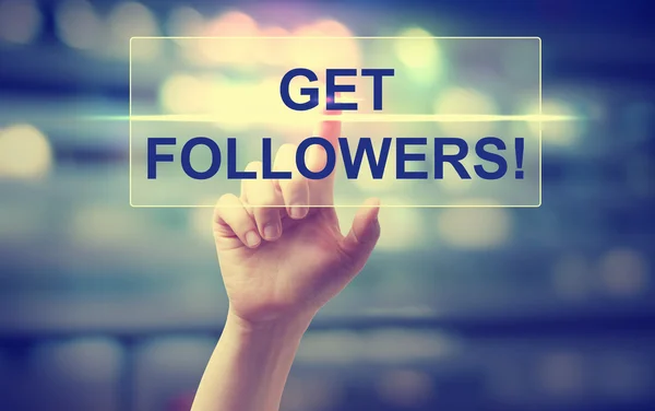 Mano premendo Get Followers — Foto Stock