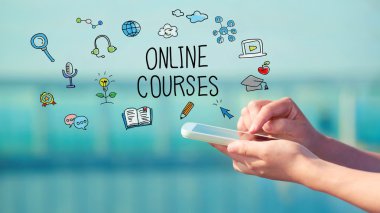 Online Courses concept with smartphone clipart