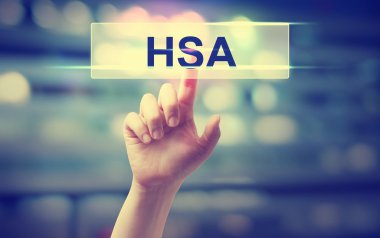 HSA - sağlık tasarruf hesabı kavramı bir düğmeye basarak elle 