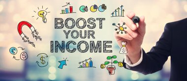 Boost Your gelir kavram çizim işadamı 
