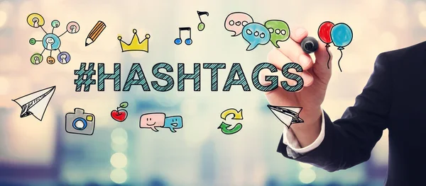 İşadamı çizim Hashtags kavramı — Stok fotoğraf