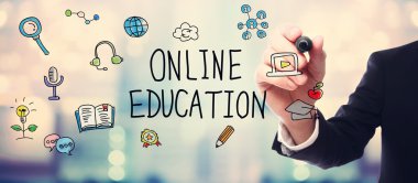 Businessman drawing Online Education concept  clipart