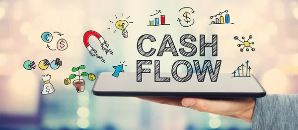 Cash-Flow-Konzept mit Mann in der Hand — Stockfoto