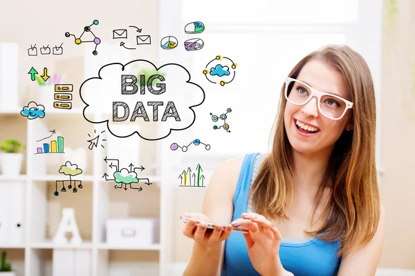 Big Data conceito com mulher jovem — Fotografia de Stock