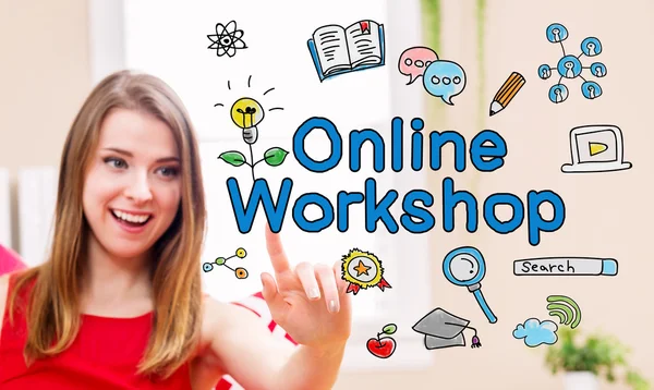 Online Workshop koncept med ung kvinna — Stockfoto