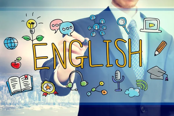 Empresario dibujando concepto inglés — Foto de Stock