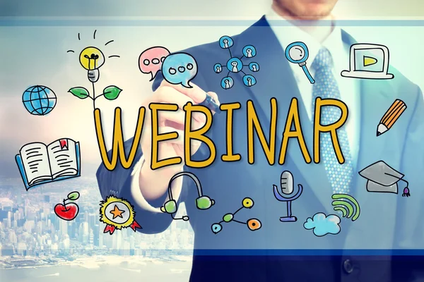 Zakenman tekening Webinar concept — Stockfoto