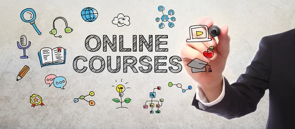 Businessman drawing Online Courses concept — Stock Photo, Image