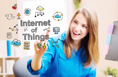 Internet of Things concept with young woman  clipart