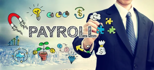 Zakenman tekening Payroll concept — Stockfoto