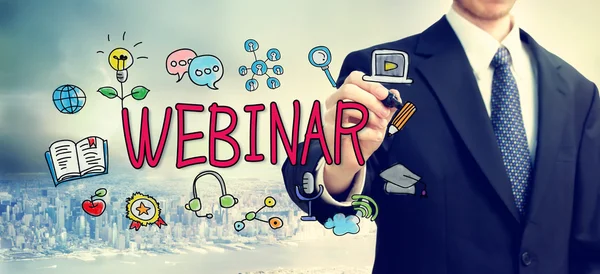 Zakenman tekening Webinar concept — Stockfoto