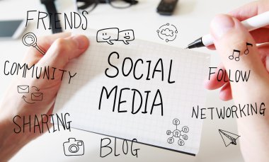 Sosyal medya kavramı beyaz dizüstü 