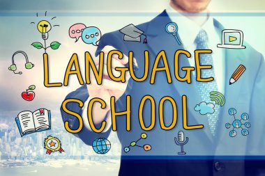 İşadamı çizim Dil Okulu kavramı