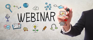 İşadamı çizim Webinar kavramı 