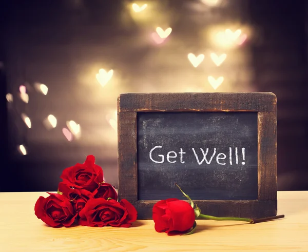 Get well message with roses — Stock Photo, Image