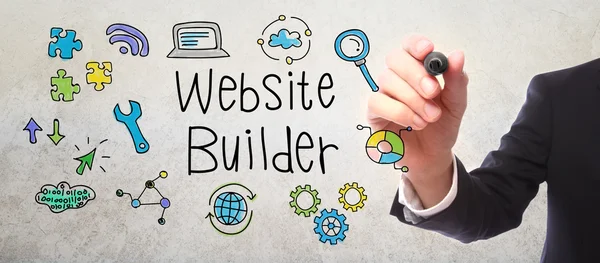 Üzletember rajz Website Builder koncepció — Stock Fotó