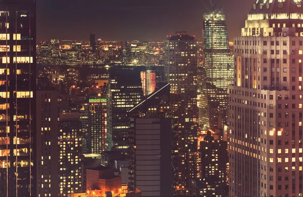 Ciudad de Nueva York skyline por la noche — Foto de Stock