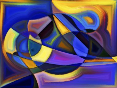 Yaşam formları serisi. Sanat, resim, tasarım ve eğitimle mecazi ilişkisi olan soyut biçimlerin ve şekillerin bileşimi