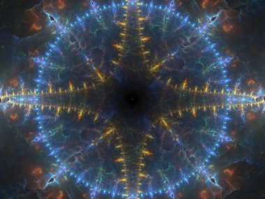 Grafik tasarım ve sanatta kullanılmak üzere karmaşık fraktal desenlerin yüksek çözünürlüklü çizimi