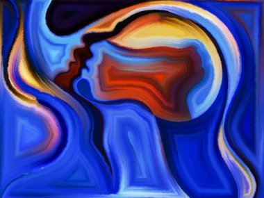 İnsan draması üzerine insan kafalarının canlı tasarımı.