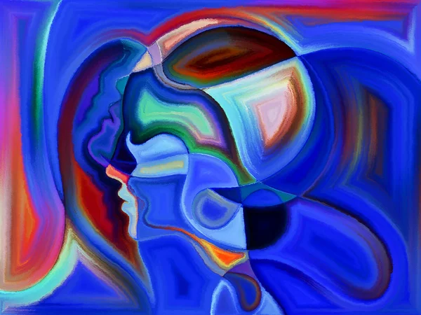 Vivid Painted Design Human Heads Subject Human Drama — Stock Photo, Image