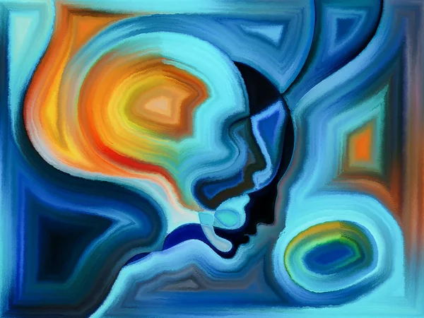 Kleurrijk Beschilderd Ontwerp Van Menselijke Hoofden Die Doen Denken Aan — Stockfoto