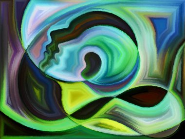 İnsan draması üzerine insan kafalarının canlı tasarımı.