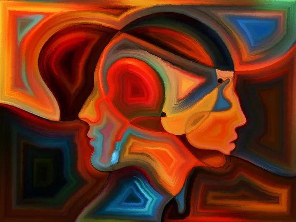 Vivid Painted Design Human Heads Subject Human Drama — Stock Photo, Image