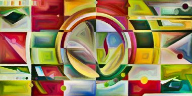 Arka plan renkli şekil parçaları modern sanatın konuda oluşur