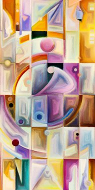 Arka plan renkli şekil parçaları modern sanatın konuda oluşur