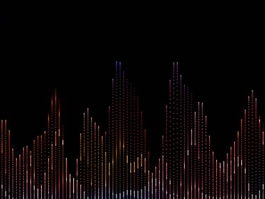 Dijital çoklu ortam ve modern teknoloji izole müzik, ses, bu konu üzerine siyah arka plan üzerinde renkli müzik spektrum analizi.