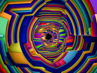 Abstract background of multicolored circular stripes for use in print and design.