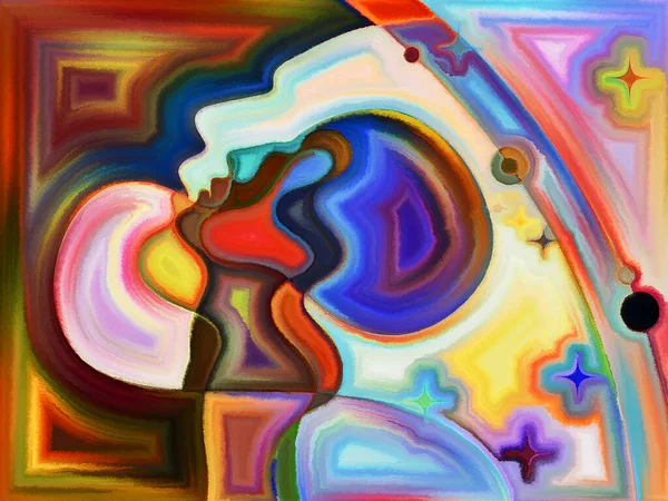 Modern Painted Design Human Heads Subject Human Emotions Passions — Stock Photo, Image