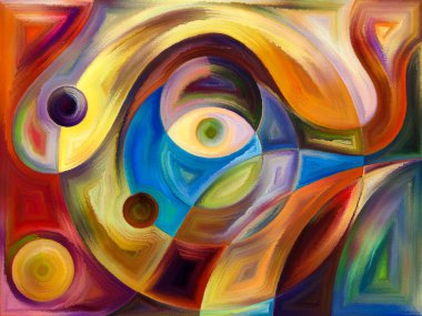 Algı, psikoloji, yaratıcılık ve modern sanat konularında renkli bir arkaplan.