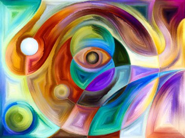 Algı, psikoloji, yaratıcılık ve modern sanat konularında renkli bir arkaplan.