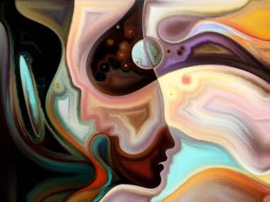 Romantizm, ilişki ve aşk konularındaki kadın ve erkek profillerinin çizimi.