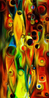 Çağdaş sanat konularındaki çember ve eğrilerin soyut arkaplanı