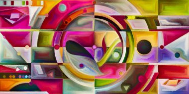 Arka plan renkli şekil parçaları modern sanatın konuda oluşur