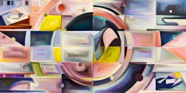 Arka plan renkli şekil parçaları modern sanatın konuda oluşur