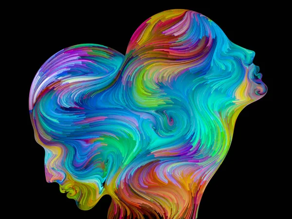 Artistic Abstraction Composed Colorful Surreal Human Profiles Subject Love Passion — Stock Photo, Image