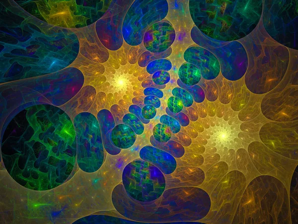 Patrón Fractal Azul Amarillo Para Arte Ilustración Diseño — Foto de Stock