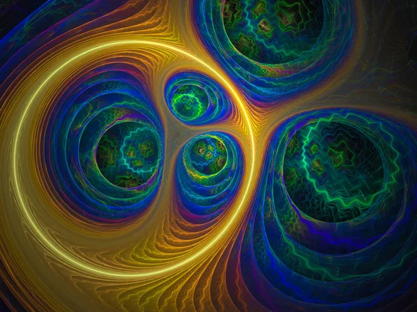 Μπλε Και Κίτρινο Fractal Μοτίβο Για Την Τέχνη Την Εικονογράφηση — Φωτογραφία Αρχείου