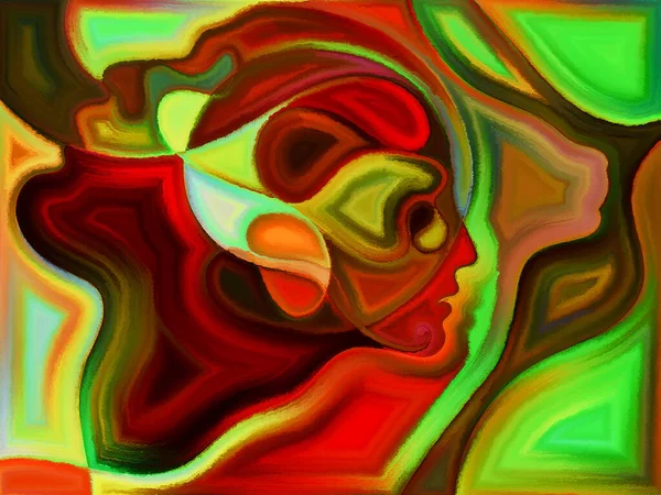 Colorful Painted Design Human Heads Reminiscent Stained Glass Pattern — Stock Photo, Image